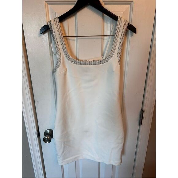 Zara white sexy going out dress with diamonds size small s - Picture 1 of 5